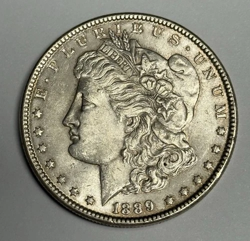 AU+ 1889-P Morgan Silver Dollar (all original!), U.S. $1 Coin Almost UNC
