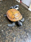 Vintage "Tiffany Style"  Amber Sea Turtle Table Lamp/Night Light Glass & Metal