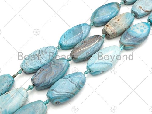Natural Turquoise Blue Agate Oval Spacer Beads, Sku#U1021 - Picture 2 of 5