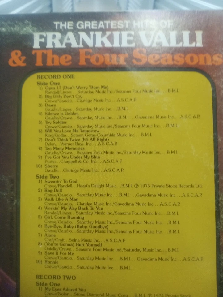 K Tel the Greatest Hits of Frankie Valli and the Four Seasons 2 Album Set Foto 4 de 4