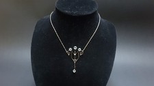 Beautiful 1900s Australia Art Nouveau 9ct Gold Aquamarine Tulip Pendant Necklace