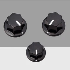 3 Pcs Guitar Accessories String Knobs Universal Bass Black Volume Tone Control
