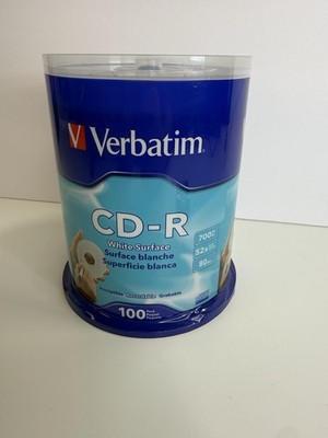Verbatim CD-R 700MB 80min 52x Blank Discs White Surface 100 Pack Spindle