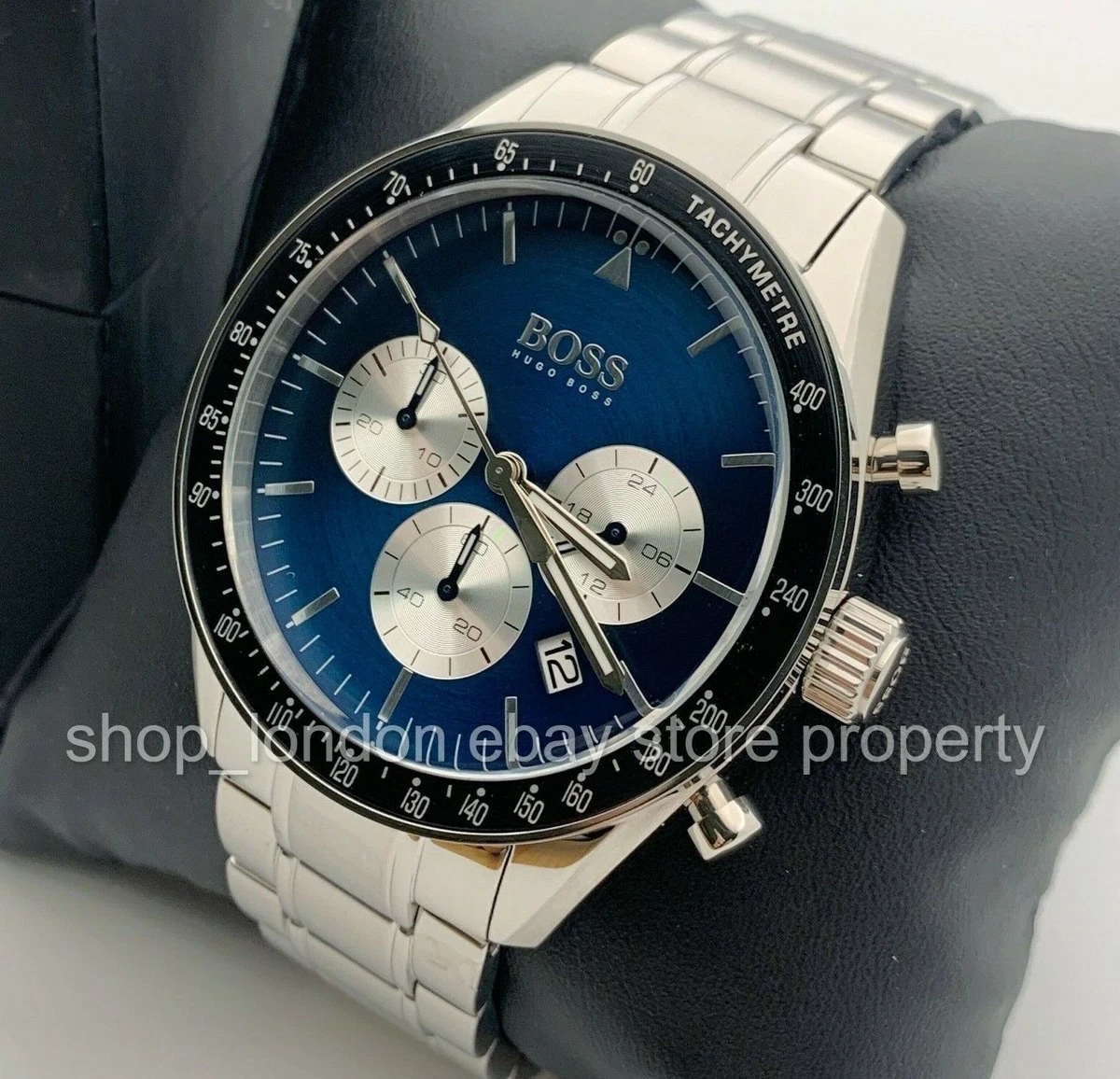 Hugo Boss HB 1513630 Trophy Chronograph Blue Dial Silver Tone