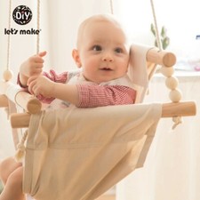 Canvas Baby Swing Chair Hanging Wood Children Kindergarten Toy Outside Indoor