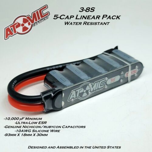 ATOMIC Linear RC Cap Pack /ESC Pack / 3-8S / 10,000uF Minimum / 35V / USA - Afbeelding 1 van 7