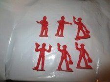 Vintage Firemen Rescue Figures Red Lot of 6- 2" Figures
