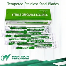 Disposable Scalpel Blades With Plastic Handle ( Box of 10 ) Sterile Surgical