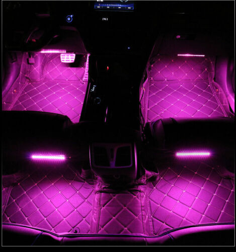 4x SMD RGB Multi-Color LED Strips Atmosphere Lamp Interior Light Kit Music - Foto 7 di 10