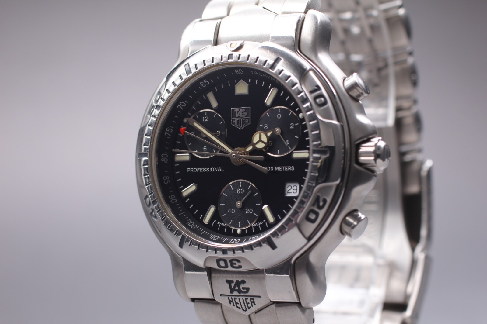 [Near MINT] TAG Heuer 6000 Chronograph Date CH1113 Men's Black Quartz Watch