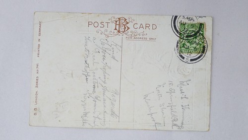Antique Edwardian Embossed Postcard Lady in Blue with Dog 1912 British Postmark - Picture 2 of 2