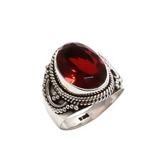 Mozambique Garnet Cut Gemstone 925 Solid Sterling Silver Designer Statement Ring