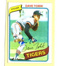 Autographed Dave Tobik Tigers 1980 Topps signed