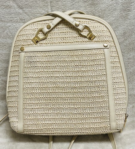 Mystique Woven Peper Straw & Leather Convertible Backpack Bag Shoulder Bag Purse - Picture 2 of 20