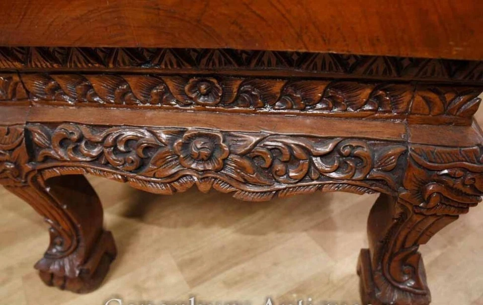 Hand Carved Chinese Hardwood Chairs and Coffee Table Set - Image 2 of 4