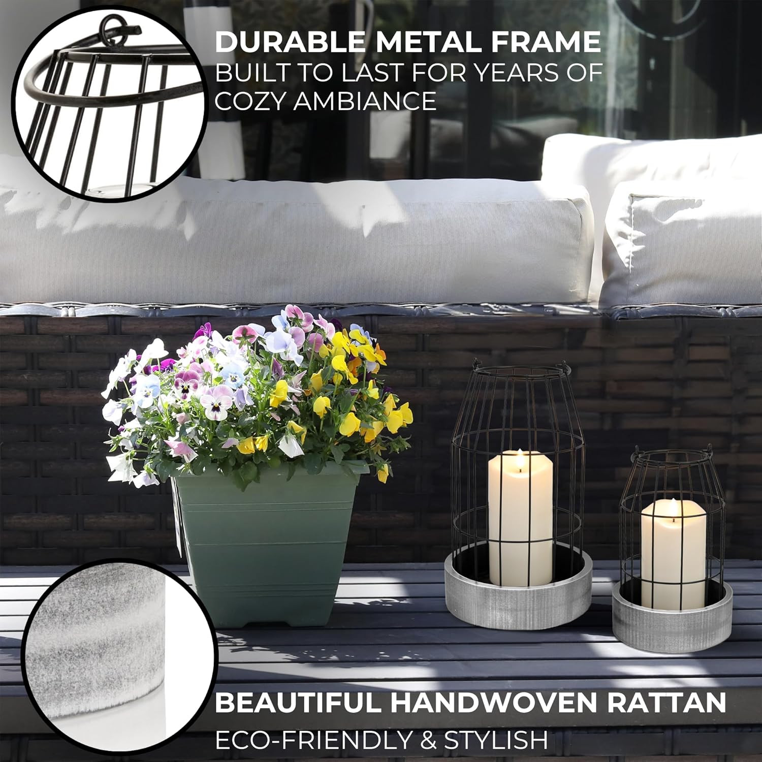 Rustic Farmhouse Lantern Decor Set of 2 - Stylish Decorative Lanterns for Your L