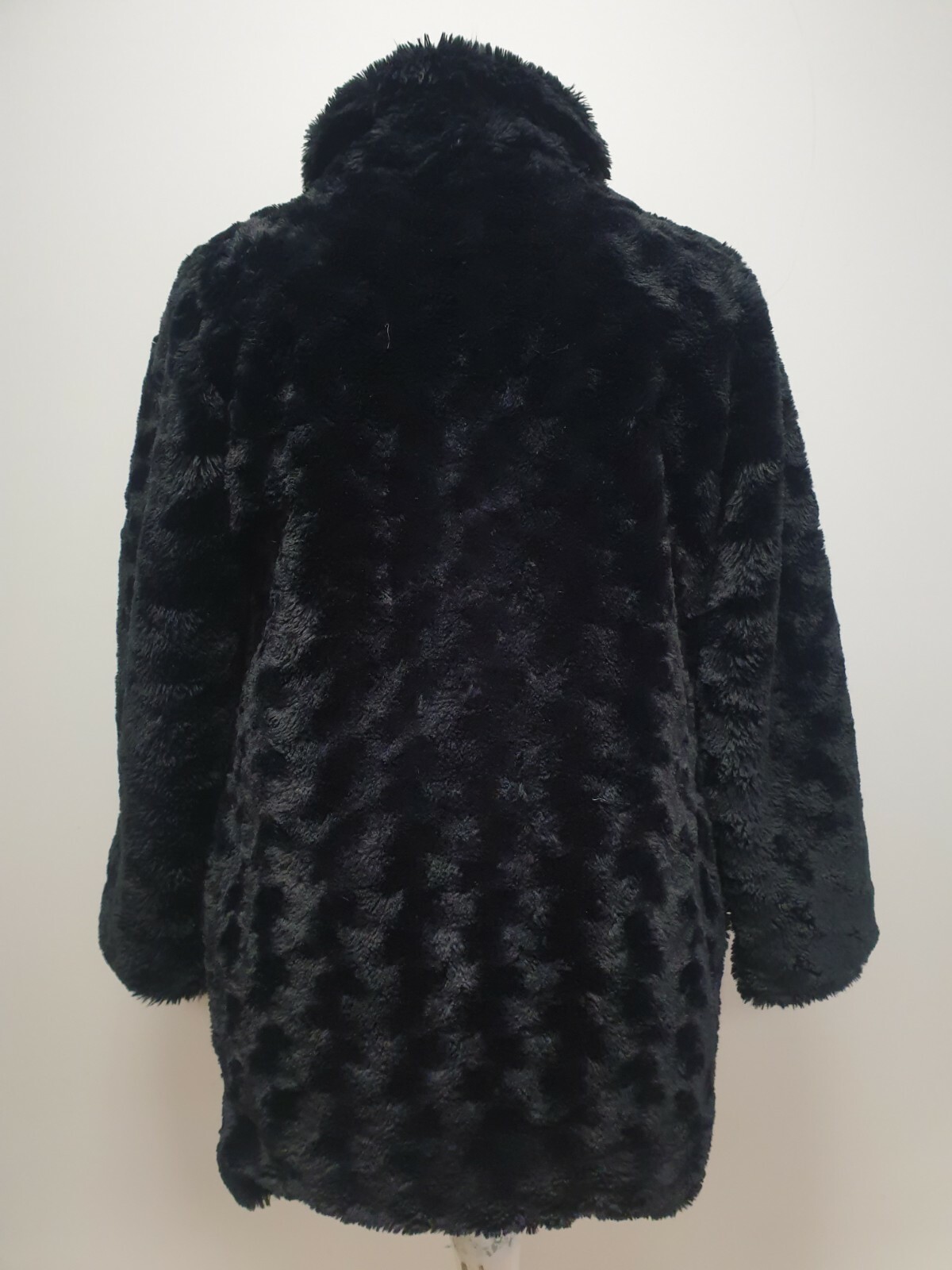 A972 WOMENS DOROTHY PERKINS BLACK FAUX FUR COLLARED CASUAL JACKET UK 10