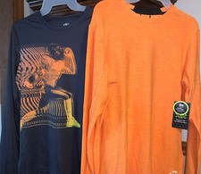 Athletic Works NWT 2 Boys Long Sleeve Tee T Shirt Sz 2XL 18 Orange/Gray W 
