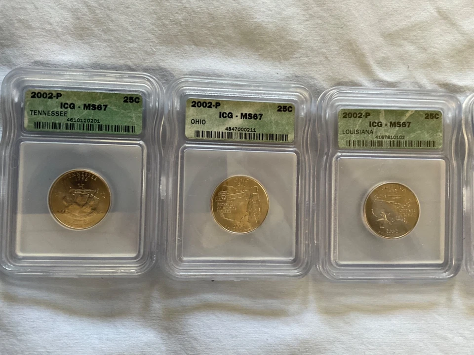 Year 2002 United States mint state quarters lot of five graded by ICG - Image 2 of 3
