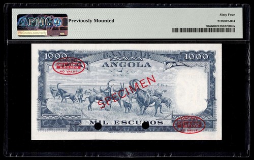 Angola 1962 - 1000 Escudos P#96s **Specimen** PMG Choice UNC 64 - Picture 2 of 2