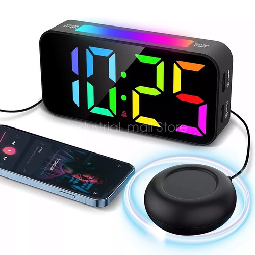Multifunctional Digital Clock RGB Colorful Night Light Alarm Clock Snooze Button - Picture 23 of 24