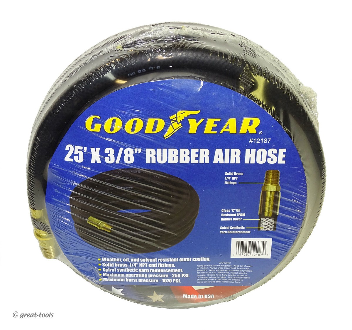 Goodyear Avvolgitubo Aria Compressa 9,5mm &times;7m Tubo Aria Compressa