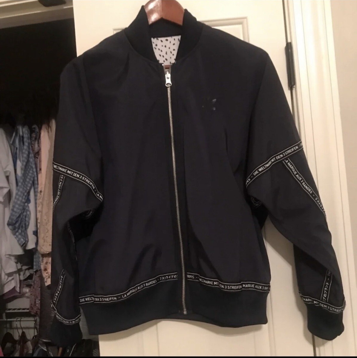 Adidas Originals 3 Stripes Reversible Jacket Navy Dalmatian