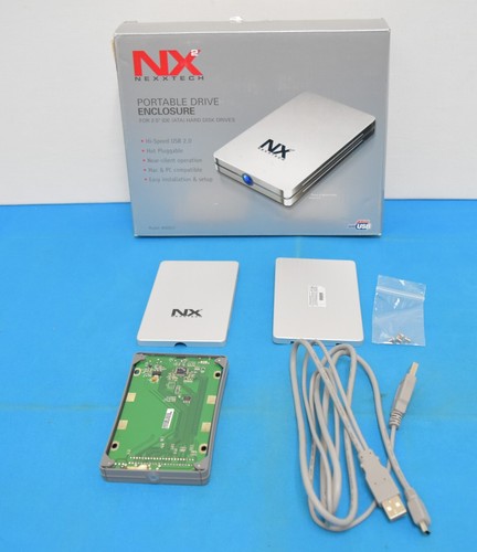 Nexxtech NHDE25 2.5" USB 2.0 External IDE HDD Enclosure for PC and Mac Silver - Picture 2 of 5