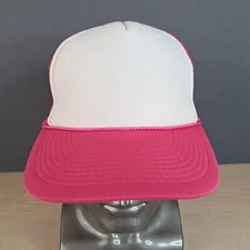 OTTO BLANK/NO LOGO ADJUSTABLE SNAPBACK TRUCKER/MESH HAT/CAP, PINK/WHITE, ROPE