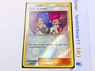 Jessie & James REVERSE HOLO RARE card 58/68 Sun & Moon Hidden