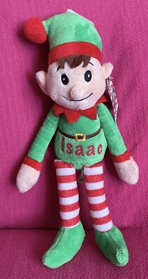 TJM ''Isaac'' Weihnachtselfe Junge Puppe grün rot Outfit weiches Plüschtier 8-12 Zoll Etikett