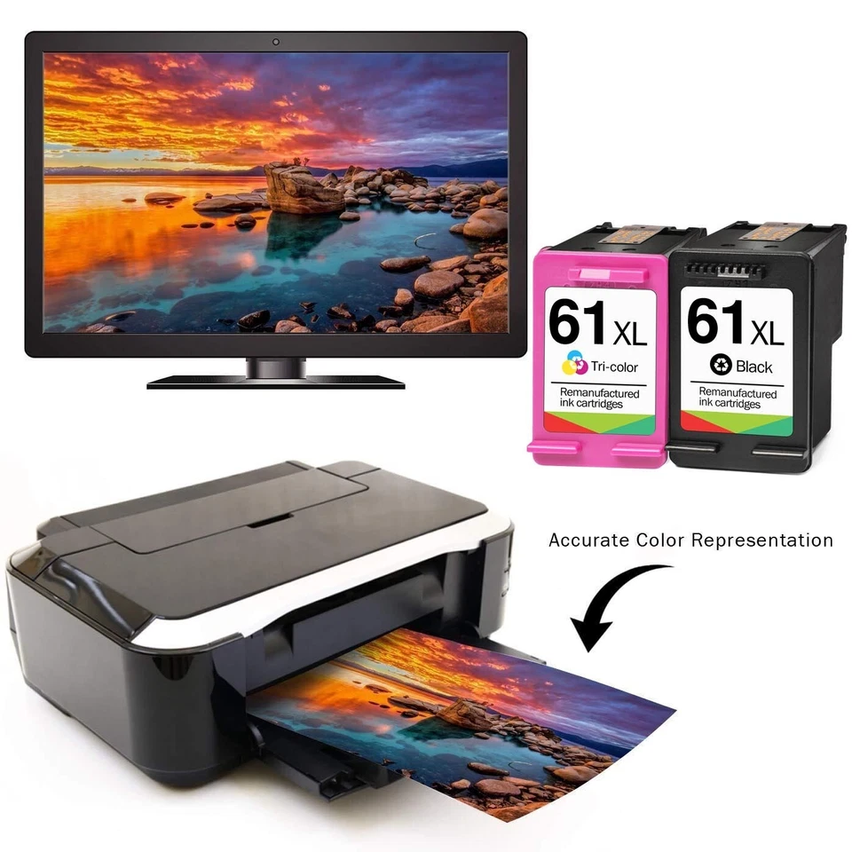 2 pk 61XL Black Color Ink cartridge for HP ENVY 4500 4501 4502 4504 5530 Deskjet - Image 3 of 4