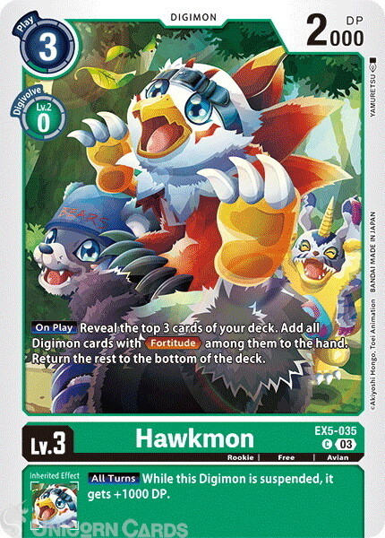 EX5-035 Hawkmon :: Common Digimon Card :: EX05: Animal Colosseum
