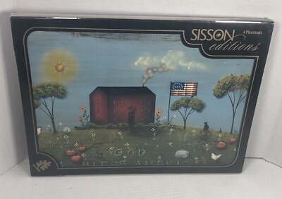 New 4 Pc Sisson Editions Cork Backed God Bless America Design Placemats