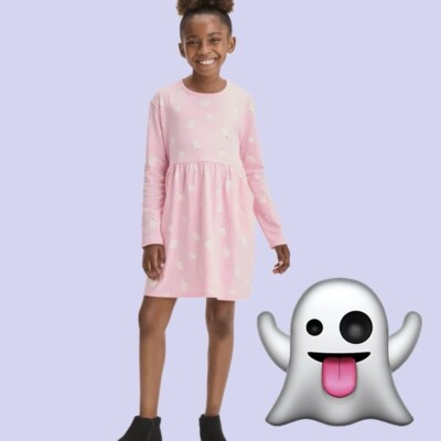Cat & Jack Halloween Ghost Dress Girl's XL 14 Pink Long Sleeve Ghoul Party  Dress | eBay
