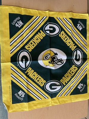Vintage NFL Green Bay Packers  Bandanna/ Handkerchief/ Towel Made In USA