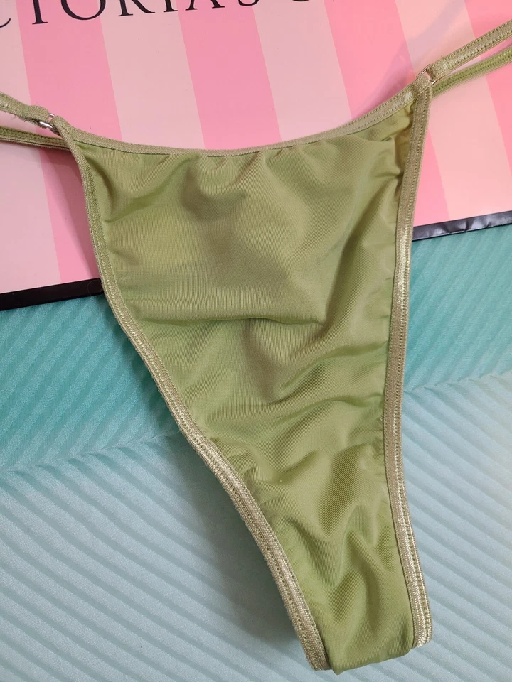 Braguita Tanga Victoria's Secret Microfibra Sedosa Tanga Tanga Talla M Verde De Colección Rara Foto 2 de 4
