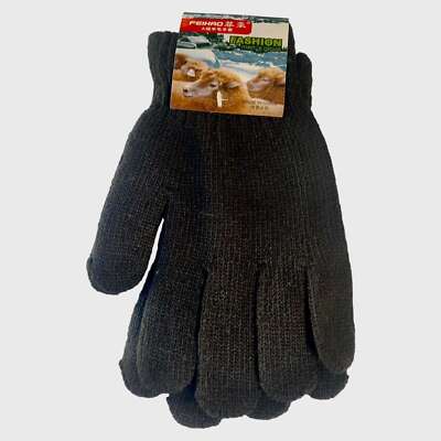 Black WOOL Winter Full Finger Gloves Warm Winter Unisex Gloves Freesize