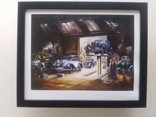 David Weston print 'Business As Usual' Classic Car Garage  FRAMED