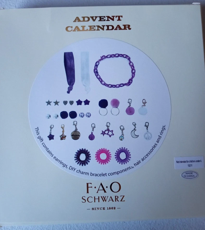 FAO Schwarz Advent Calendar Earrings DIY Charms, Hair Accessories and Rings - Image 2 of 2