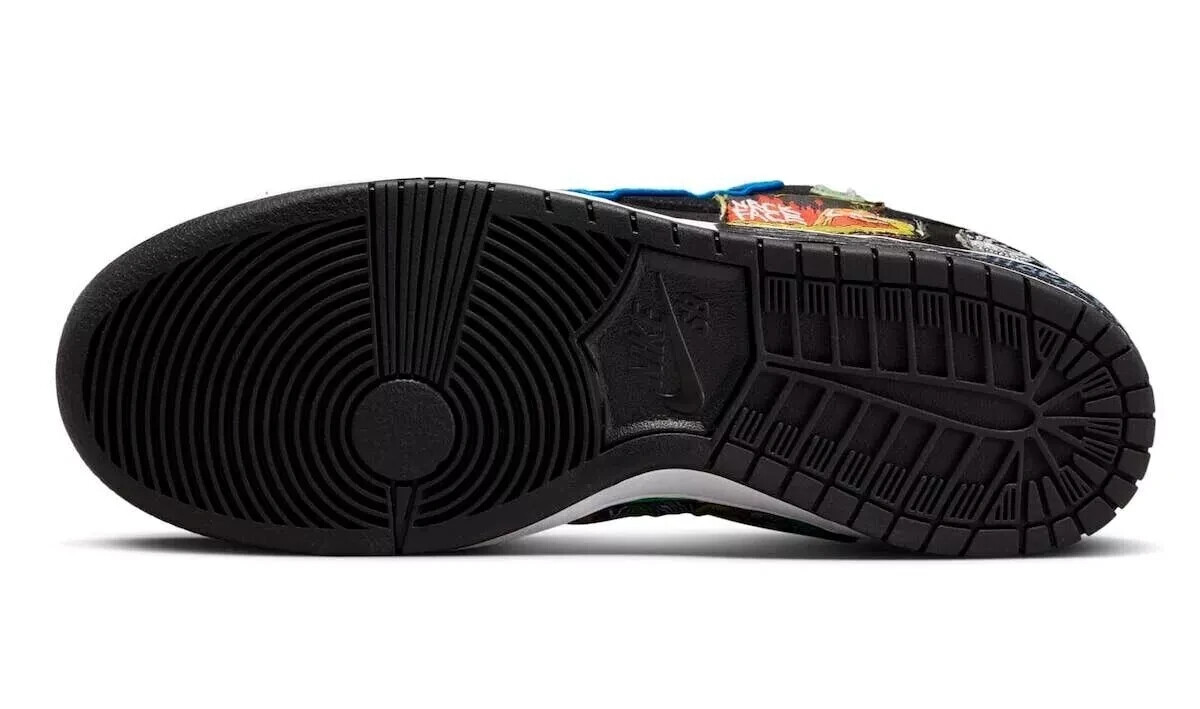 Neck face × Nike SB Dunk Low Black White Multi Color DQ4488-001