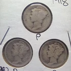 1918 PDS Mercury Dimes - Set of 3 - Various Conditions. -#0188