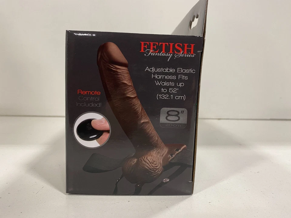 Fetish Fantasy 8in Hollow Rechargeable Strap-On with Remote, Brown - Image 2 of 3