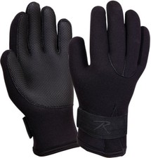 Black Waterproof Wet  Cold Weather Neoprene Gloves Fleece Lined