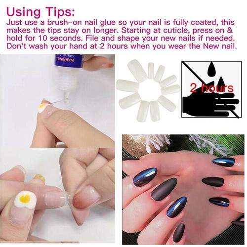 500pcs Fashion Manicure Full Cover Natural False Nails Fake Tips Tool Assortment - Picture 10 of 12