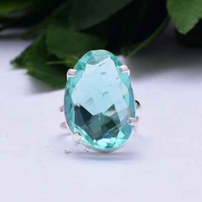 Thanksgiving Blue Topaz Gemstone 925 Sterling Silver Handmade Ring All ...