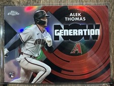 Alek Thomas Rookie Card 2022 Topps Chrome Update Generation NOW Refractor GNC-14. rookie card picture