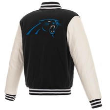 NFL Carolina Panthers  Reversible Fleece Jacket PVC Sleeves Embroidered Logos