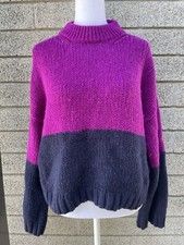XiRENA Alpaca  Wool Color Block Mock Neck Chunky Sweater Ski Soft Size S