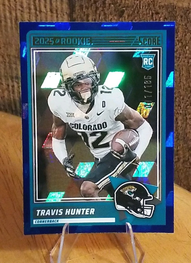 2025 Score - Travis Hunter Blue Cubic Rookie  1/185 FOTL #20 Jaguars (RC)